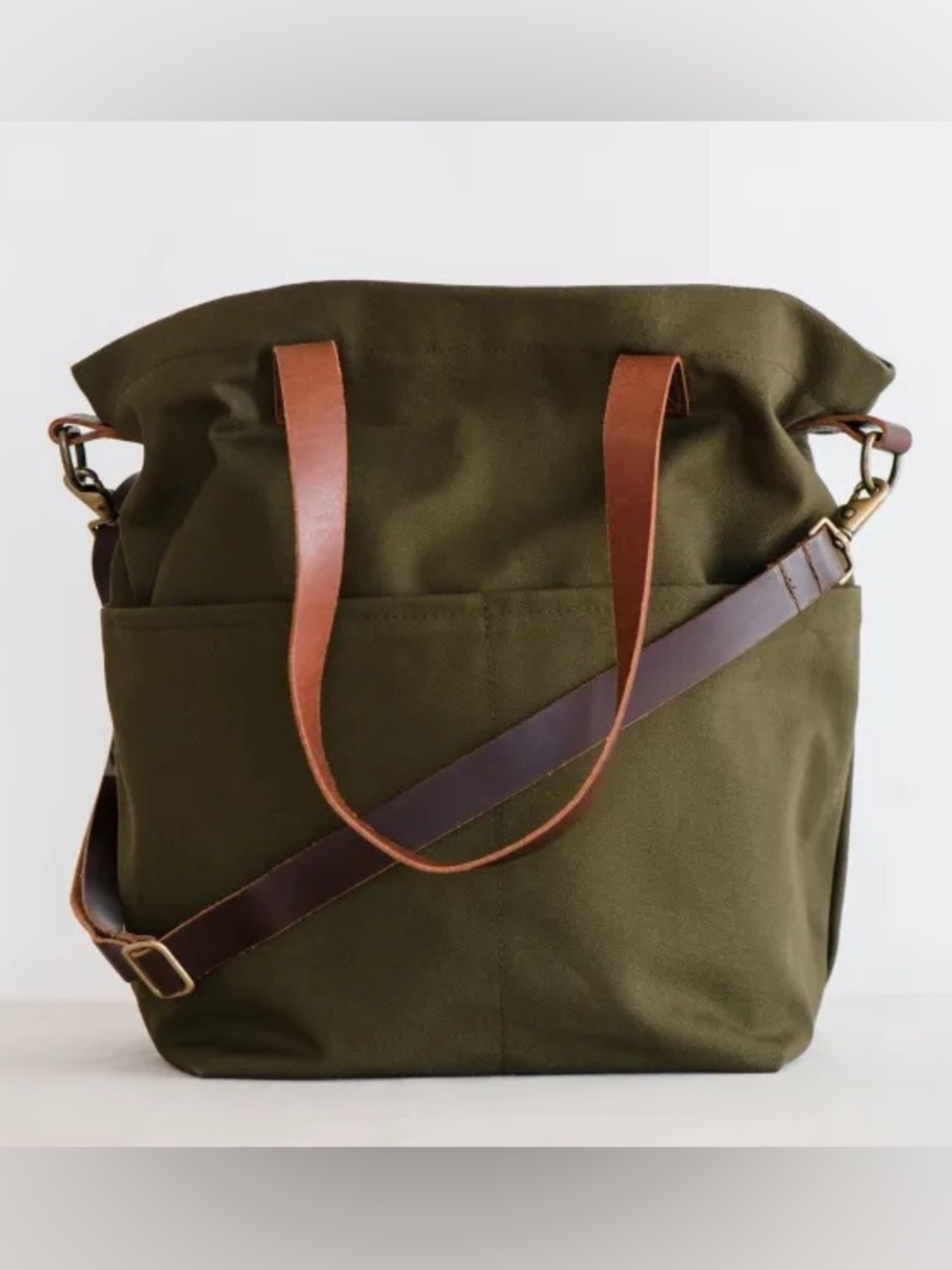 NWT twig & horn – Canvas Crossbody Project Tote Olive Green - Picture 1 of 6